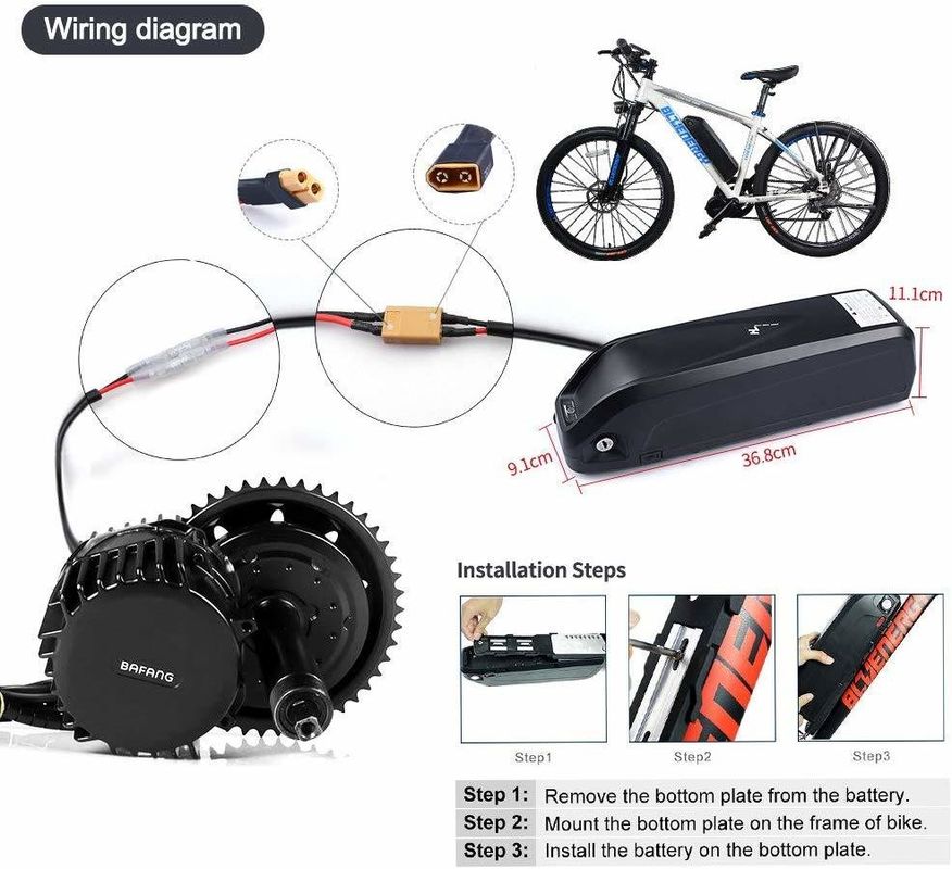 Bateria USB 36V 17ah 10s5p Bateria de íons de lítio para bicicleta elétrica Bateria de substituição de bicicleta